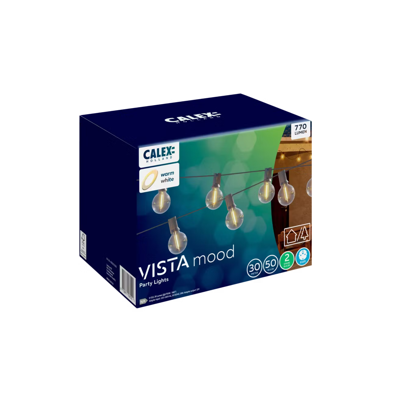 CALEX Partyslinga Varmvit 30m